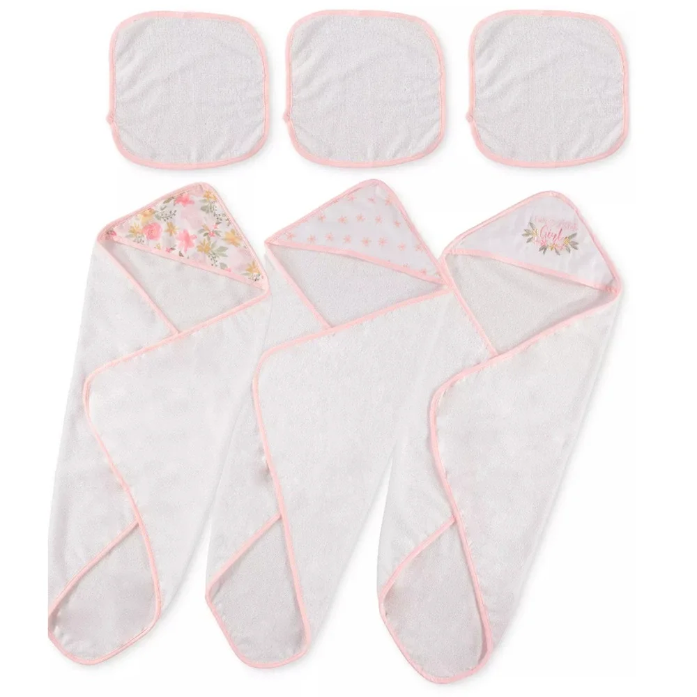 Chickpea 6 Piece Hooded Bath Towels and Washcloths Girls NWT